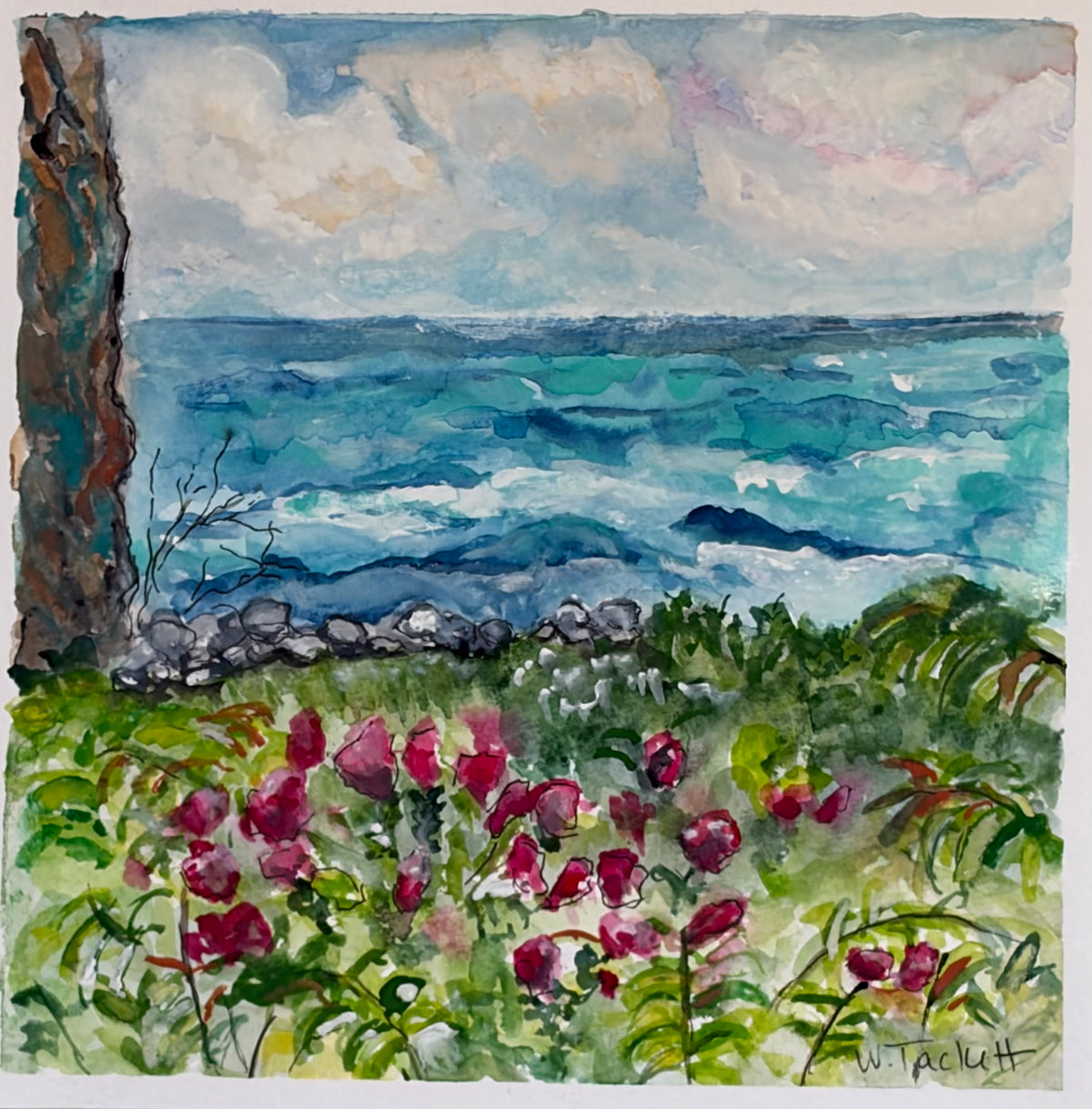 Beach Roses and Blue Horizon