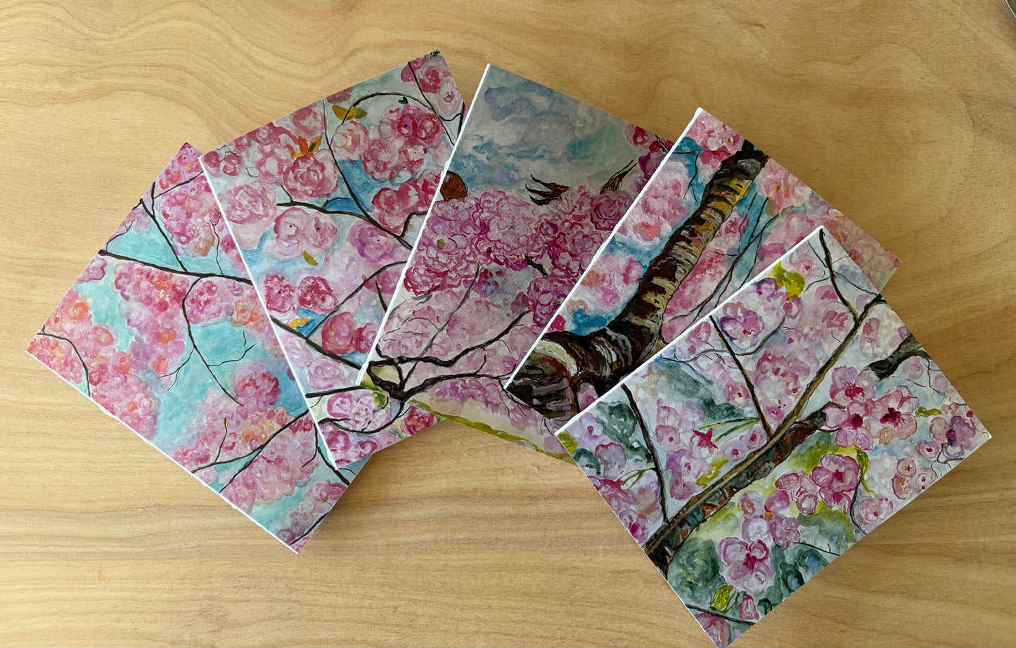 Cherry Blossom Collection-Set of 5 Folded Art Cards