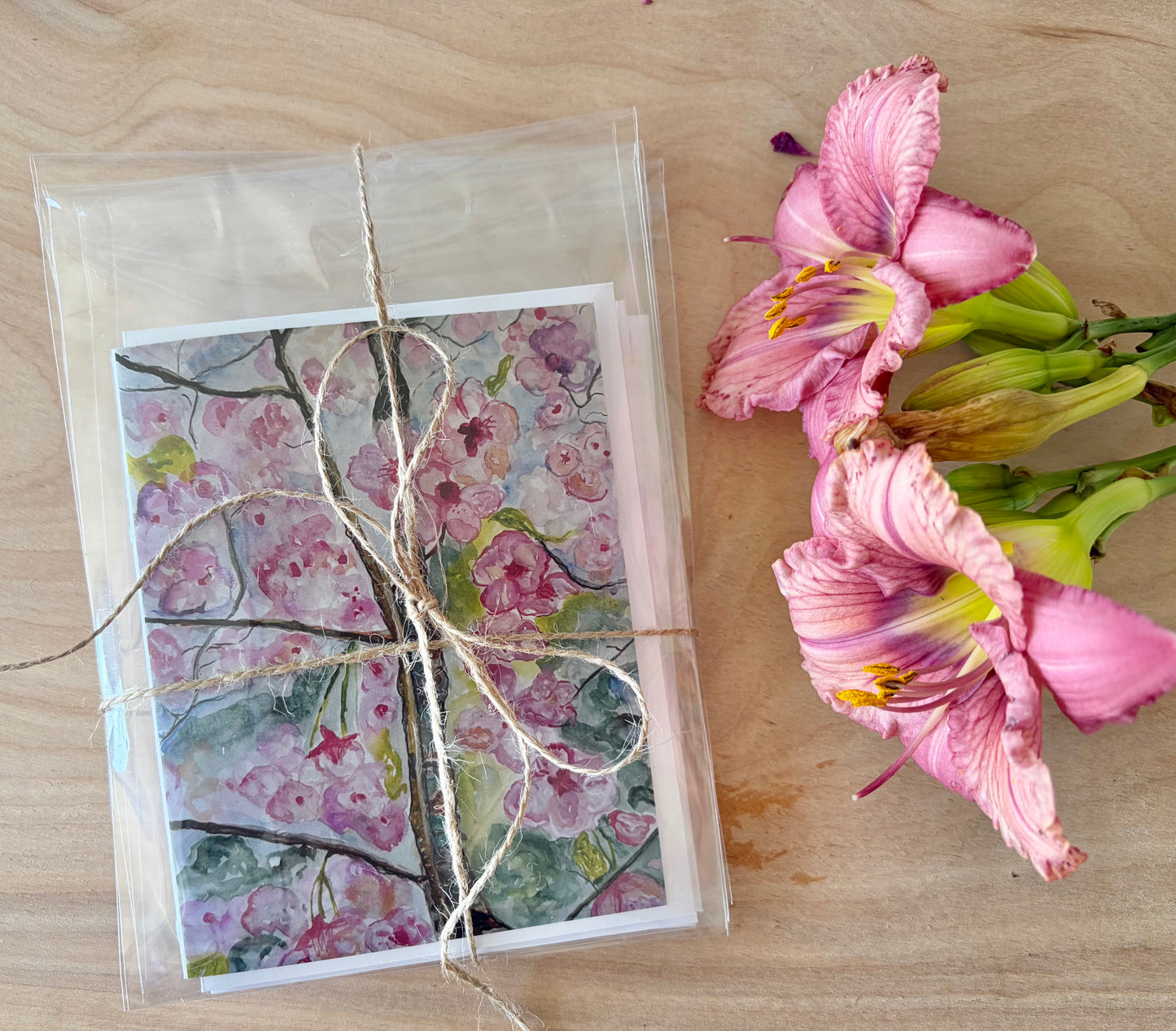 Cherry Blossom Collection-Set of 5 Folded Art Cards